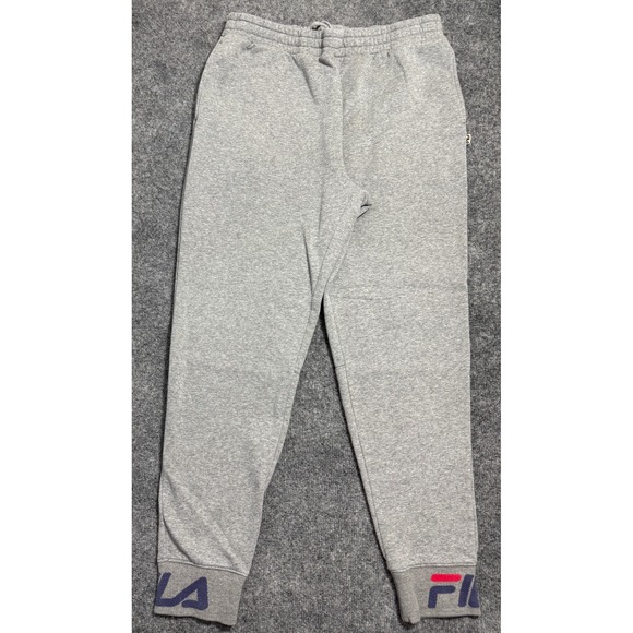 Fila Other - Fila Joggers Mens L Gray Fleece Sweatpants Spellout Ankle Cuff Pants Big Logo